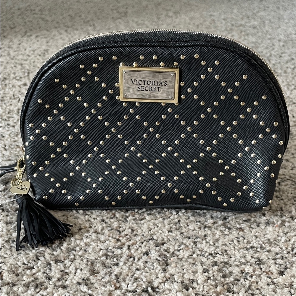 Victoria's Secret Black and Gold Studded Cosmetic Bag